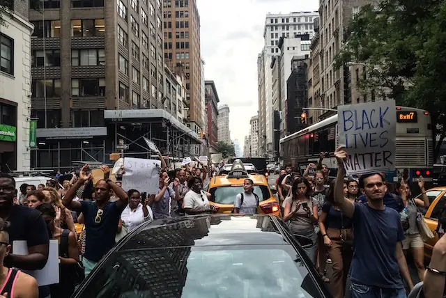 Protesters stopped traffic on 5th Avenue Thursday night